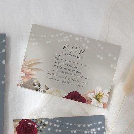 Cartão de Resposta de Casamento Floral Azul Empoei