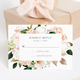 Cartão de Resposta de Casamento Floral Beijo de Pr
