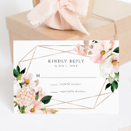 Cartão de Resposta de Casamento Floral Beijo de Pr