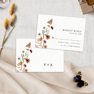 Cartão de Resposta de Casamento Floral Boho