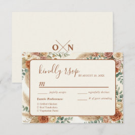 Cartão de Resposta de Casamento Floral Boho Rústic