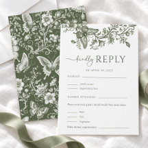 Cartão de Resposta de Casamento Floral Borboleta V