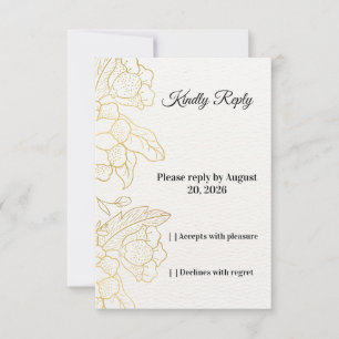 Cartão de Resposta de Casamento Floral Branco Dour