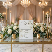 Cartão de Resposta de Casamento Floral Branco Eleg