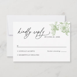 Cartão de Resposta de Casamento Floral Clássico Vi