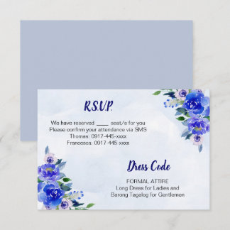 Cartão de Resposta de Casamento Floral com Aquarel