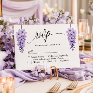 Cartão de Resposta de Casamento Floral com Letra W