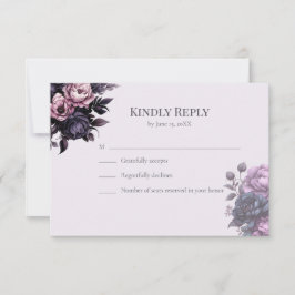 Cartão de Resposta de Casamento Floral de Ameixa G