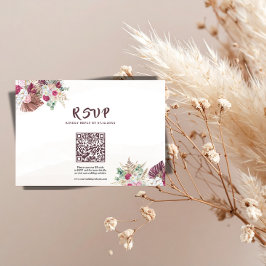 Cartão de Resposta de Casamento Floral de Grama Pa