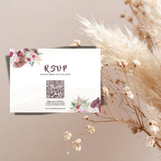 Cartão de Resposta de Casamento Floral de Grama Pa