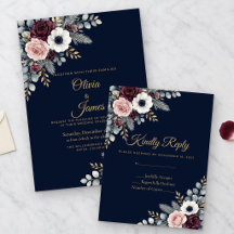 Cartão de Resposta de Casamento Floral de Inverno
