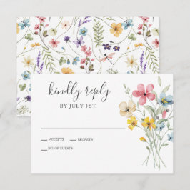 Cartão de resposta de casamento floral de jardim d