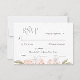 Cartão de Resposta de Casamento Floral de Pêssego 