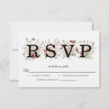 Cartão de resposta de casamento floral de primaver