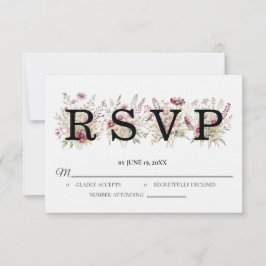 Cartão de resposta de casamento floral de primaver
