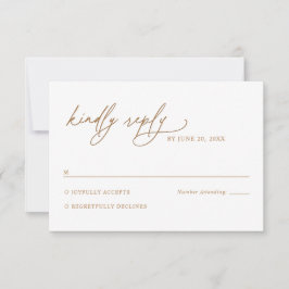 Cartão de Resposta de Casamento Floral Dourado Vin