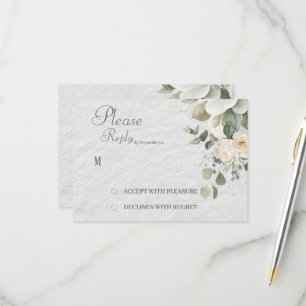 Cartão de Resposta de Casamento Floral Elegante
