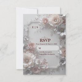 Cartão de Resposta de Casamento Floral Elegante Rú