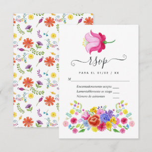 Cartão de Resposta de Casamento Floral em Aquarela