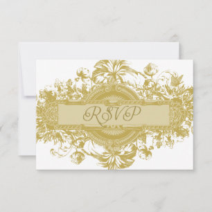 Cartão de RESPOSTA de Casamento FLORAL em OURO VIN