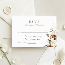 Cartão de Resposta de Casamento Floral Ferrugem Cr