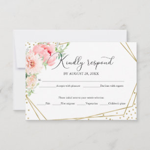 Cartão de Resposta de Casamento Floral Geométrico
