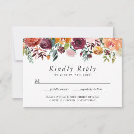 Cartão de Resposta de Casamento Floral Laranja Beg