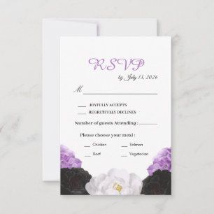 Cartão de Resposta de Casamento Floral Lavanda
