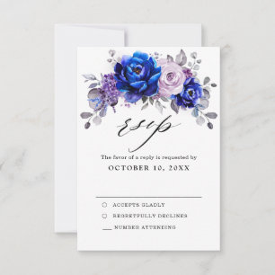 Cartão de Resposta de Casamento Floral Lilás Azul