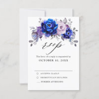 Cartão de Resposta de Casamento Floral Lilás Azul 