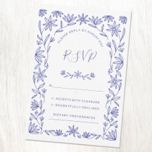 Cartão de Resposta de Casamento Floral Mediterrâne