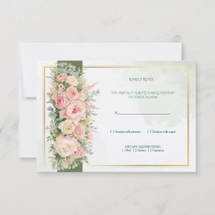 Cartão de Resposta de Casamento Floral Oliva Elega