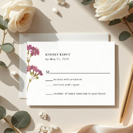 Cartão de Resposta de Casamento Floral Petúnia Rox