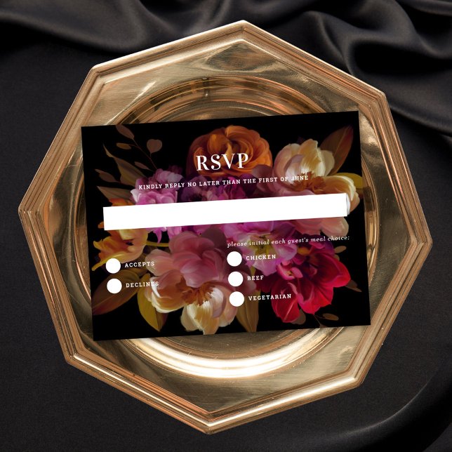 Cartão de Resposta de Casamento Floral Pintado Esc (Criador carregado)