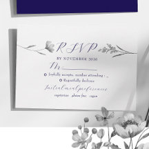 Cartão de Resposta de Casamento Floral Prata