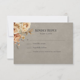 Cartão de Resposta de Casamento Floral Preto Flore