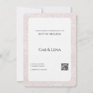 Cartão de Resposta de Casamento Floral Rosa Elegan