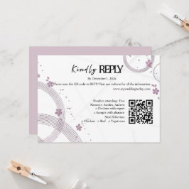 Cartão de Resposta de Casamento Floral Rosa Poeira