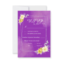 Cartão de Resposta de Casamento Floral Roxo