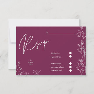 Cartão de Resposta de Casamento Floral Roxo de Amo