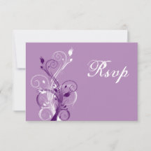 Cartão de Resposta de Casamento Floral Roxo, Lilás