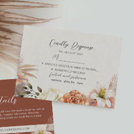 Cartão de Resposta de Casamento Floral Rústico