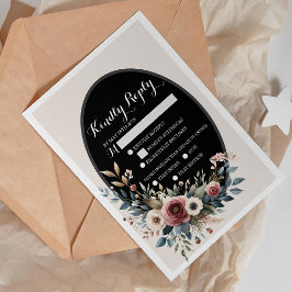 Cartão de Resposta de Casamento Floral Rústico Ele