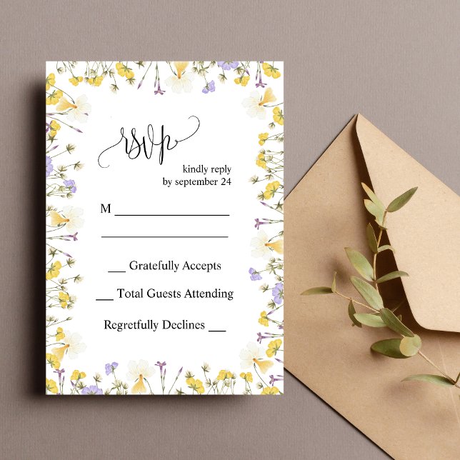 Cartão de Resposta de Casamento Floral Rústico Per (Personalized rustic floral RSVP card captures responses with warm charm and ease.)