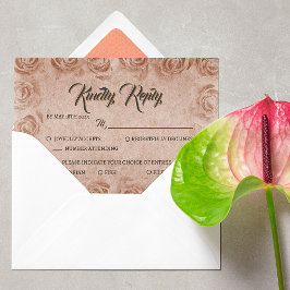 Cartão de Resposta de Casamento Floral Rústico Vin