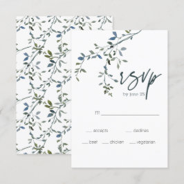 Cartão de Resposta de Casamento Floral Verde Prata