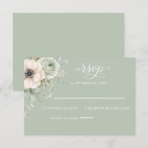 Cartão de Resposta de Casamento Floral Verde Sálvi