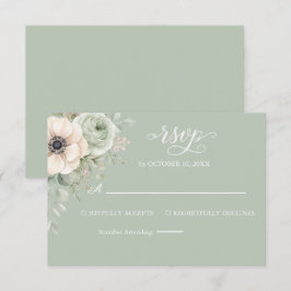 Cartão de Resposta de Casamento Floral Verde Sálvi