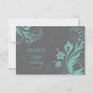 Cartão de Resposta de Casamento Floral Vintage Aqu
