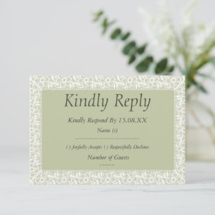 Cartão de Resposta de Casamento Floral Vintage Azu
